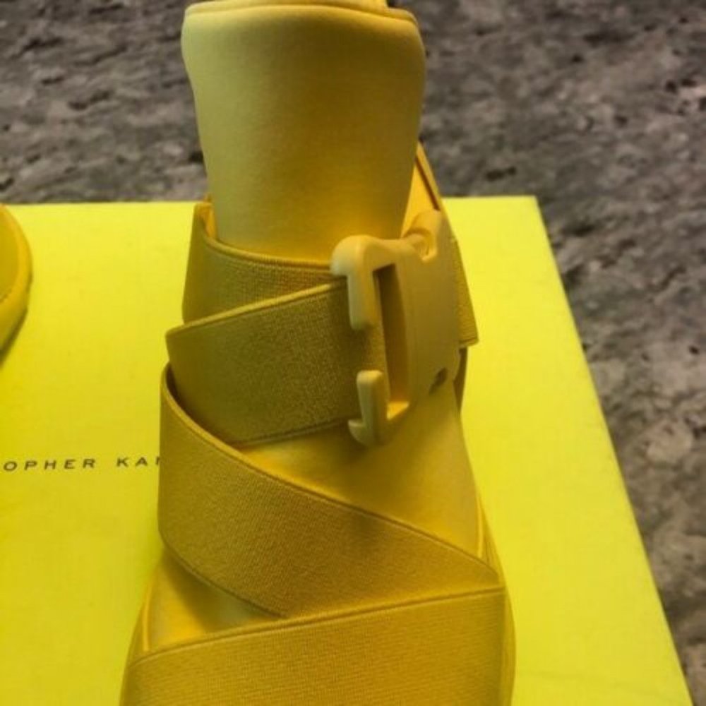 Christopher Kane Neoprene Buckled High Tops Solar Sun Yellow EU 40 MSRP $445 - Picture 6 of 14